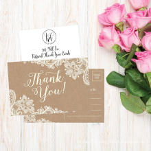 China Factory Supply Cheap Hand Made Greeting Thank You Wedding Cards